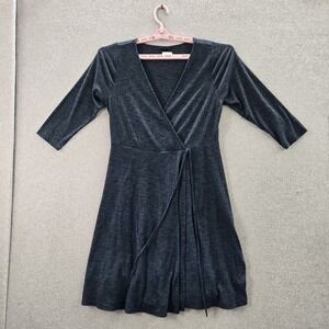 Torrid Women Dress 0 Blue Fit & Flare 3/4 Sleeve Faux Wrap‎